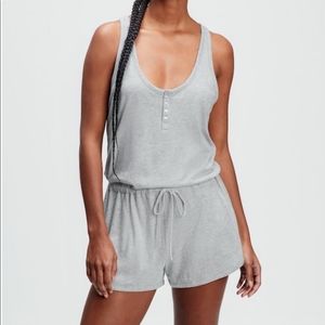 NWOT Gray Gap Henley Pajama Romper (Size Medium)